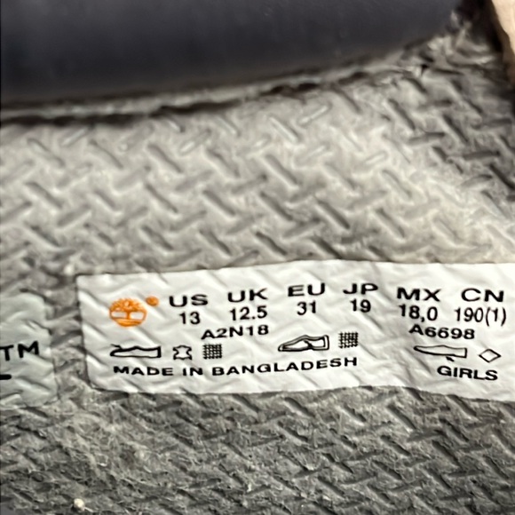 Timberland Boots Girls Size 13 Light Pink Nubuck Waterproof Leather Lace up - Picture 9 of 16